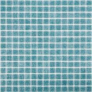 Dune Glossy Blue-Green 12 in. x 12 in. Glass Mosaic Wall and Floor Tile (20 sq. ft./case) (20-pack)