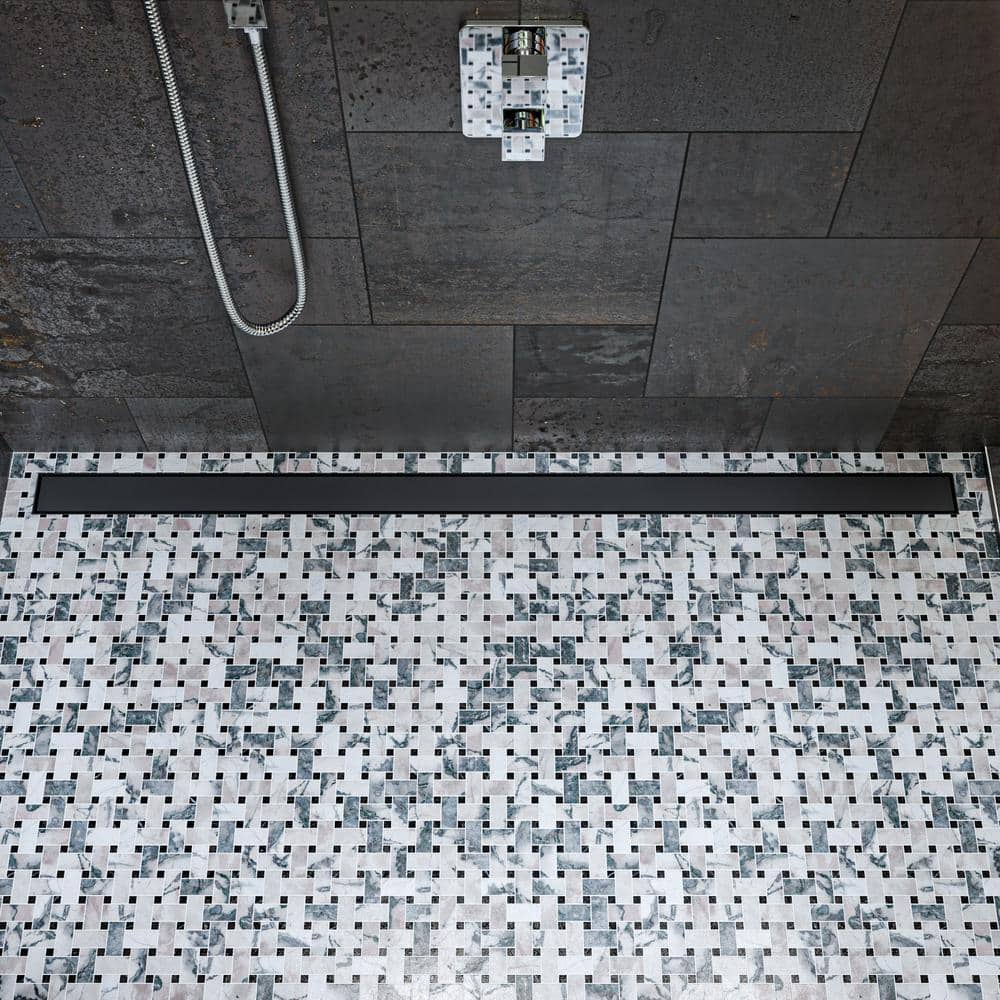 59'' Black Matte Stainless Steel Linear Shower Drain