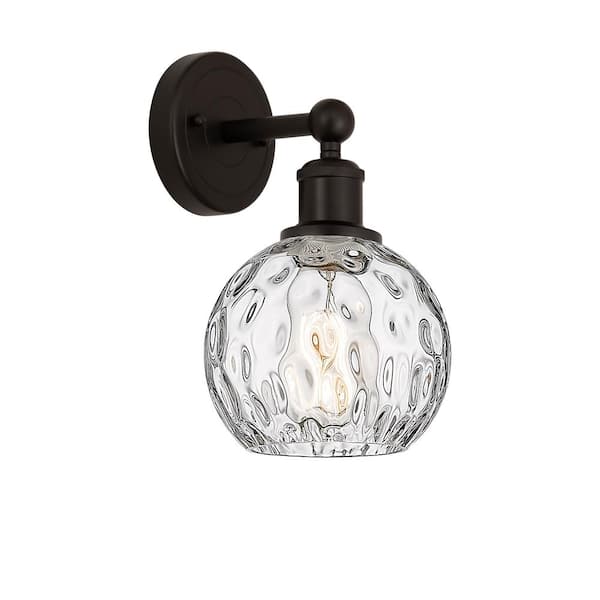 Athens Water Glass 1-Light Oil Rubbed Bronze, Clear Water Glass Wall Sconce with Clear Glass Shade