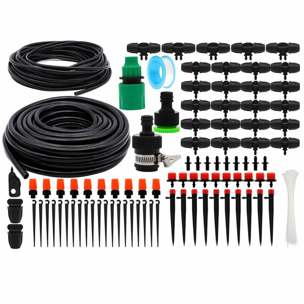 100 ft Drip Irrigation Kit with Adjustable Nozzles, 50 ft Main and 50 ft Branch Tubing for Garden and Patio price history on PriceWatchPro