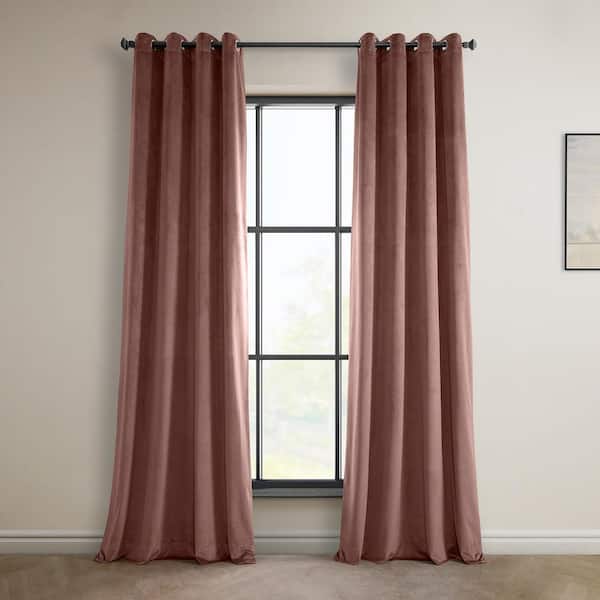 Exclusive Fabrics & Furnishings Wild Rose Pink Heritage Plush Velvet Grommet Room Darkening Curtain - 50 in. W x 84 in. L (1 Panel)