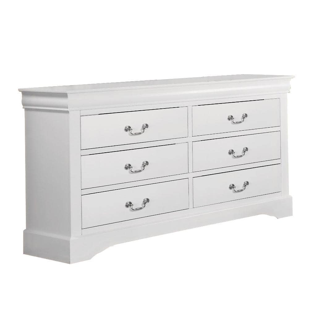 Benjara 59.53 in. White 6Drawer Wooden Dresser Without Mirror BM185685