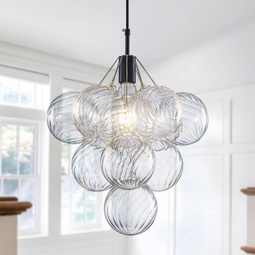 Bublume 1-Light Black Modern Bubble Swirled Glass Globes Hanging Chandelier price history on PriceWatchPro
