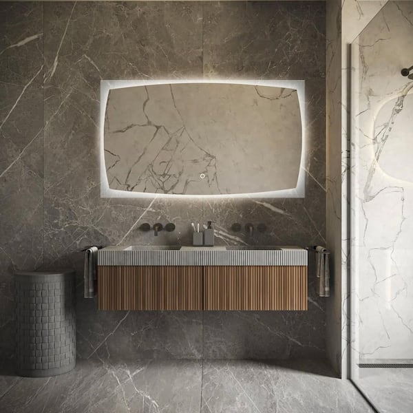 27 in. W x 47 in. H Rectangular Frameless Soft Light LED Adjustable Backlight Wall Mirror Bathroom Vanity Mirror