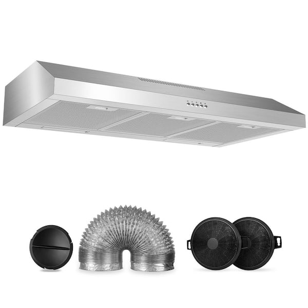  Black Range hood 30 inch, 300CFM Under Cabinet Range Hood with  Ducted/Ductless Convertible Slim Kitchen Over Stove Vent, 3 Speed Exhaust  Fan, LED Lights, Vent Hood with Charcoal Filter : Appliances