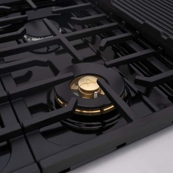 5 Burner Black Glass Top Built In Hobs Gas Burner Ranges Enamel