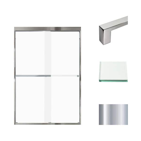 Transolid Frederick 47 in. W x 70 in. H Sliding Semi-Frameless Shower Door in Polished Chrome with Frosted Glass