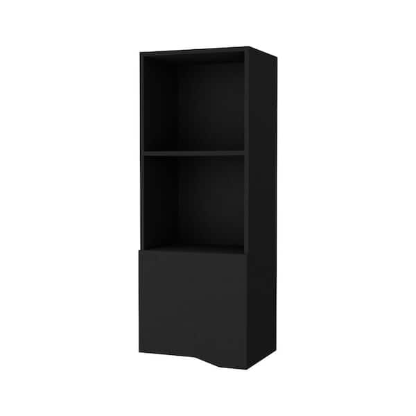 16.10 in. W x 13.40 in. D x 43.30 in. H Bathroom Storage Wall Cabinet in Black with 3 Shelves and Door
