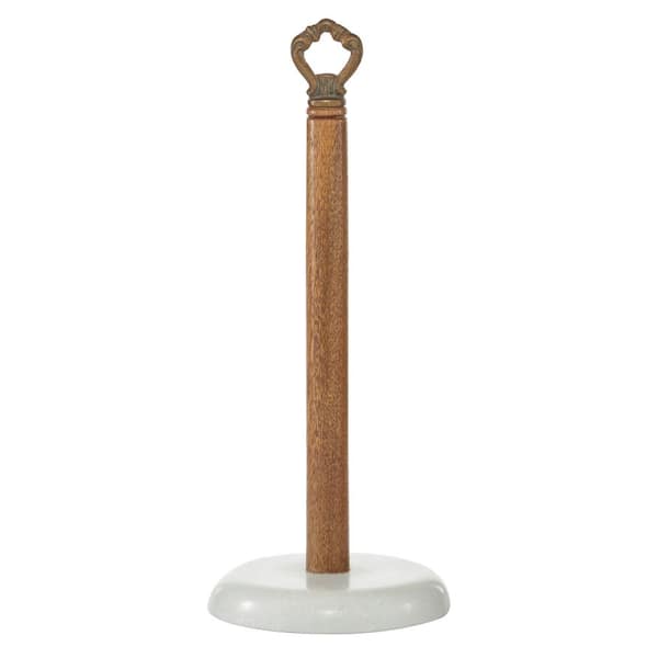 Marble Paper Towel Holder w/ Brass Top, White 12H - Phina Shop