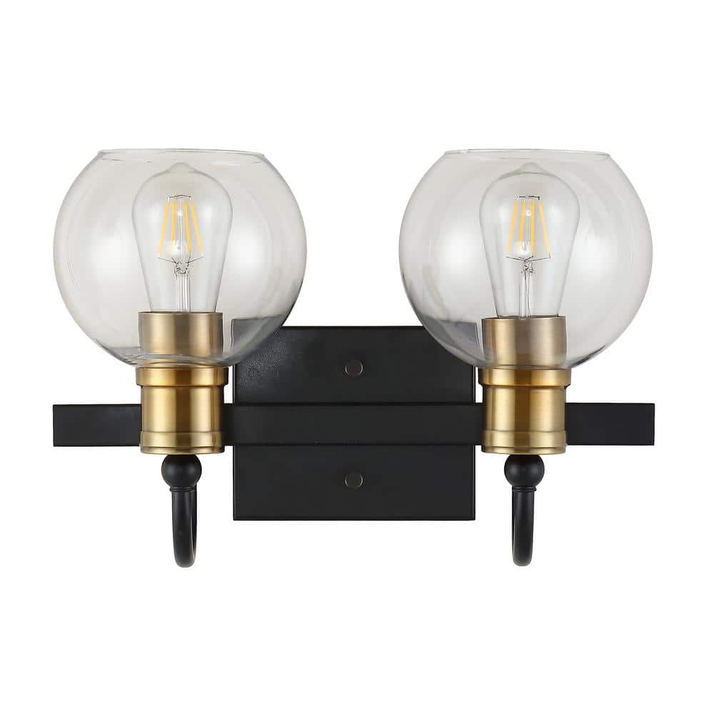 Marais 14.5" Black and Brass Iron Bathroom Vanity Light