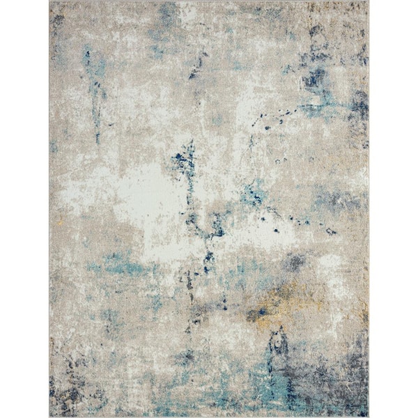 Tayse Rugs Detroit Abstract Silver 5 ft. x 8 ft. Indoor Area Rug