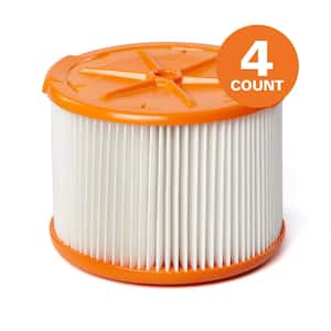 HEPA Wet/Dry Vac Replacement Cartridge Filter for Most 3 Gal. to 4.5 Gal. RIDGID Shop Vacuums (4-Pack)