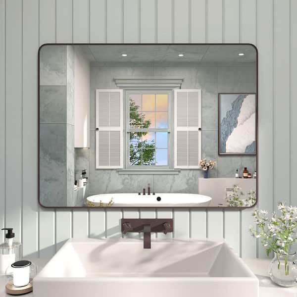 48 in. W x 36 in. H Rectangular Framed Wall Bathroom Vanity Mirror in Oil Rubbed Bronze