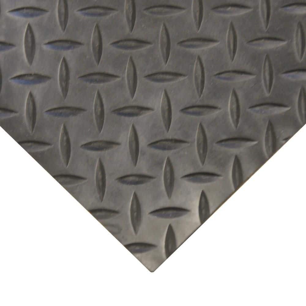 Black Diamond Plate Rubber Gym Floor Roll, 36" x 48"
