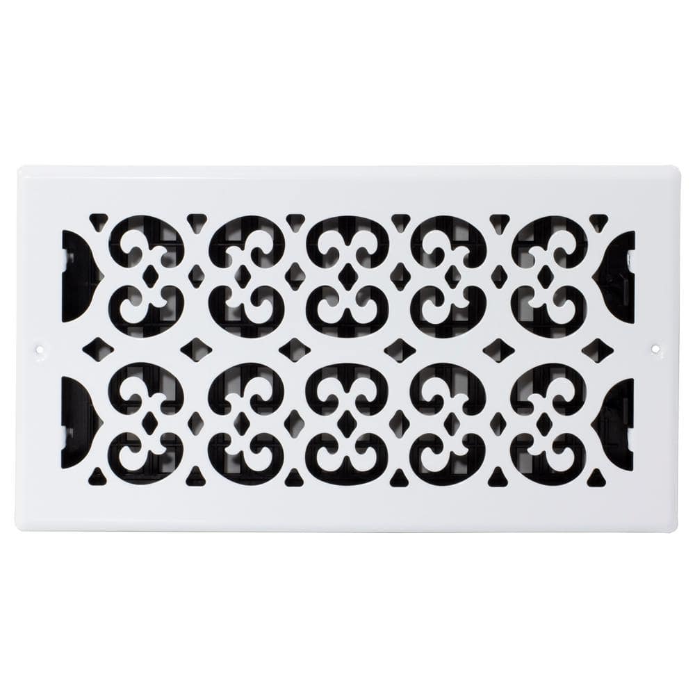 12 x 6 White Steel Scroll Wall Register