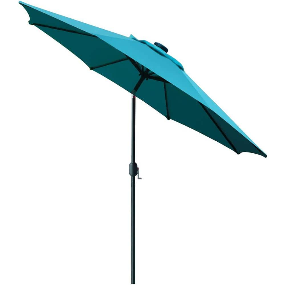 Dyiom 9 ft. Aluminum Outdoor Market Patio Umbrella in Teal Blue with 8 ...