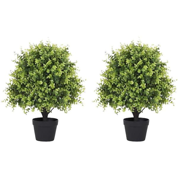 18 in. Green Outdoor Artificial Boxwood Shrub Set Artificial Plant