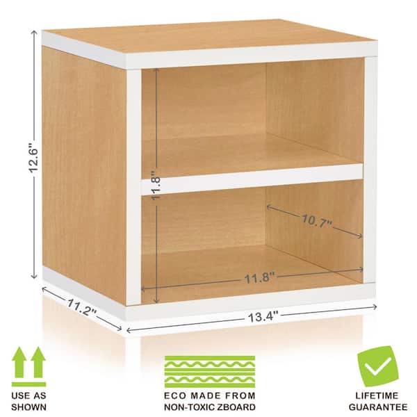 Way Basics Connect System 13.4 in. x 12.6 in. zBoard Stackable Storage 1-Cube Organizer Unit with Shelf in Natural/White