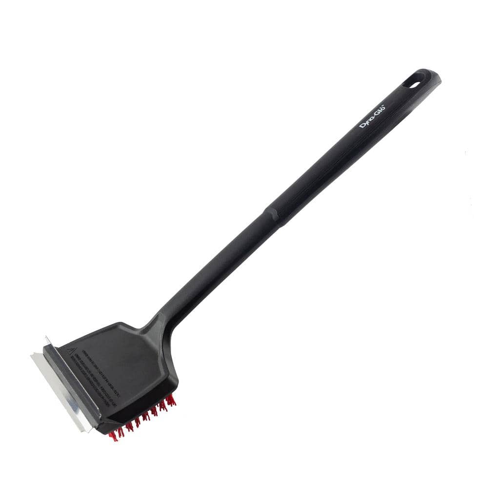 DynaGlo 18 in. Flat Top Grill Brush with Nylon Bristles and Stainless Steel Scraper DG18RBND
