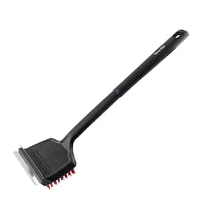 18 in. Flat Top Grill Brush with Nylon Bristles and Stainless Steel Scraper