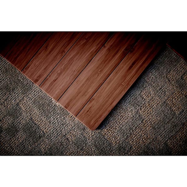 Walnut 55 in. x 57 in. Bamboo Roll-Up Chair Mat with Lip