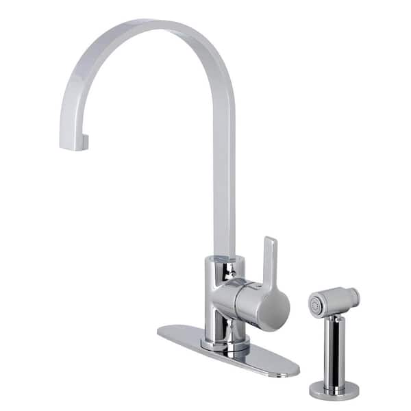 Kingston Brass Continental Single-Handle Kitchen Faucet with Side Sprayer in Polished Chrome