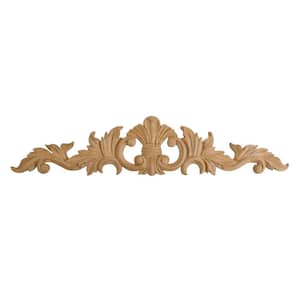 2-5/8 in. x 12 in. x 3/8 in. Unfinished Small Hand Carved North American Solid Cherry Wood Onlay Acanthus Wood Applique