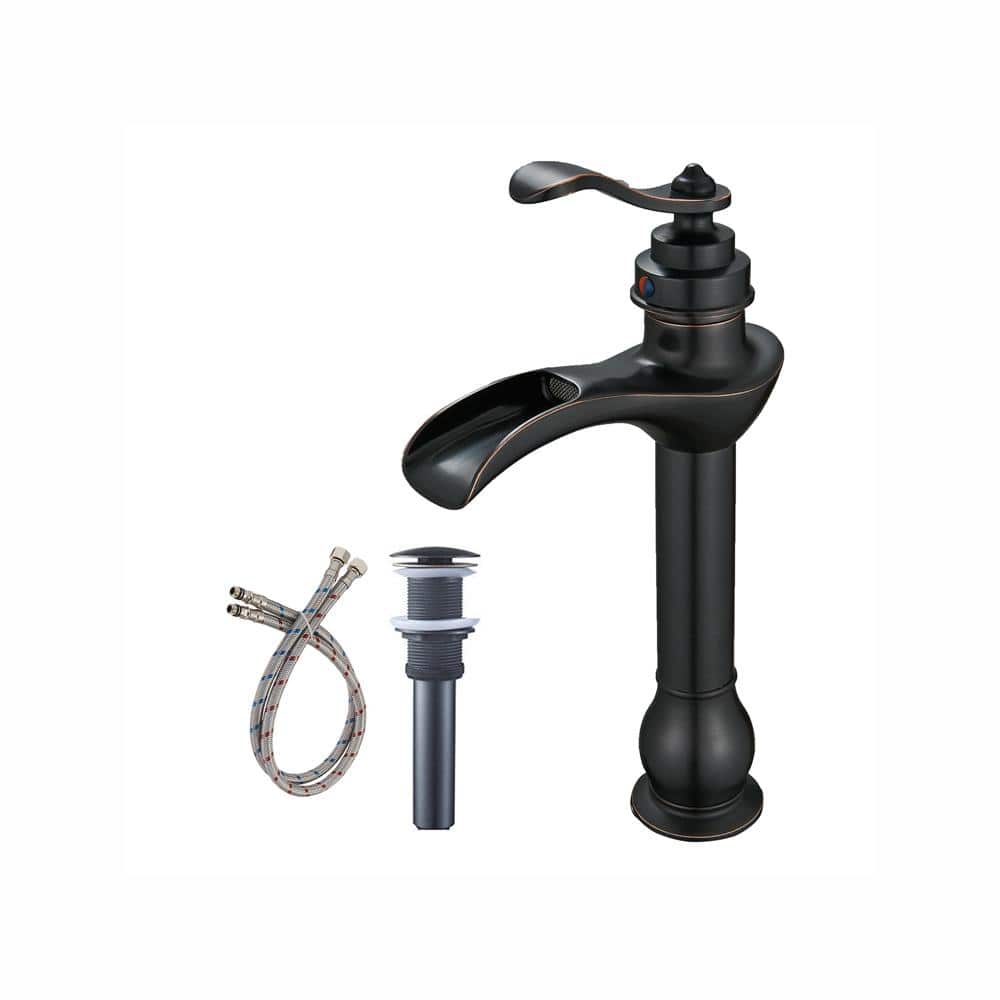 Single Handle Waterfall Single Hole Bathroom Vessel Sink Faucet with Pop-Up Drain Assembly in Oil Rubbed Bronze price history on PriceWatchPro