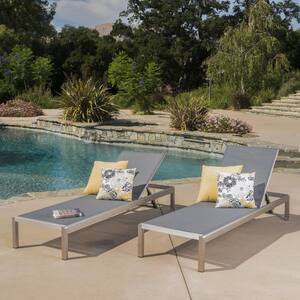 Dark Gray 2-Piece Aluminum Adjustable Outdoor Chaise Lounge