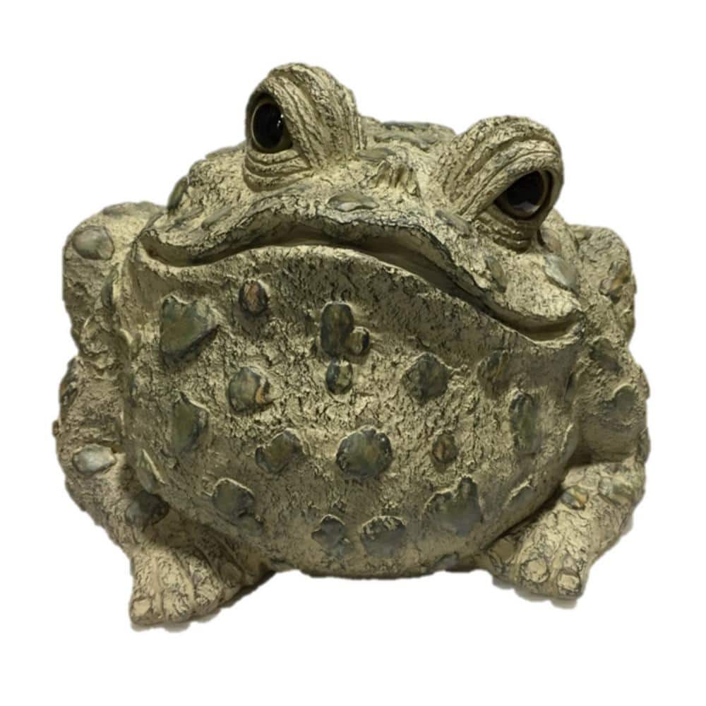 Natural Brown Jumbo Toad Garden Statue with Whimsical Glass Eyes