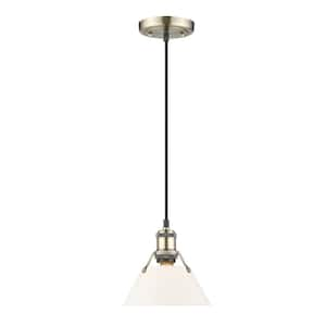 Orwell 100-Watt 1-Light Aged Brass and Opal Glass Mini Pendant Light