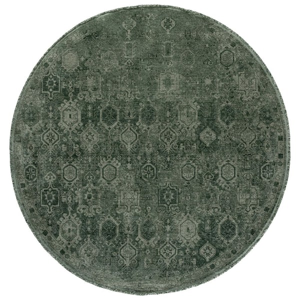 Vintage Overdye 7 ft. x 7 ft. Green Persian Round Rug