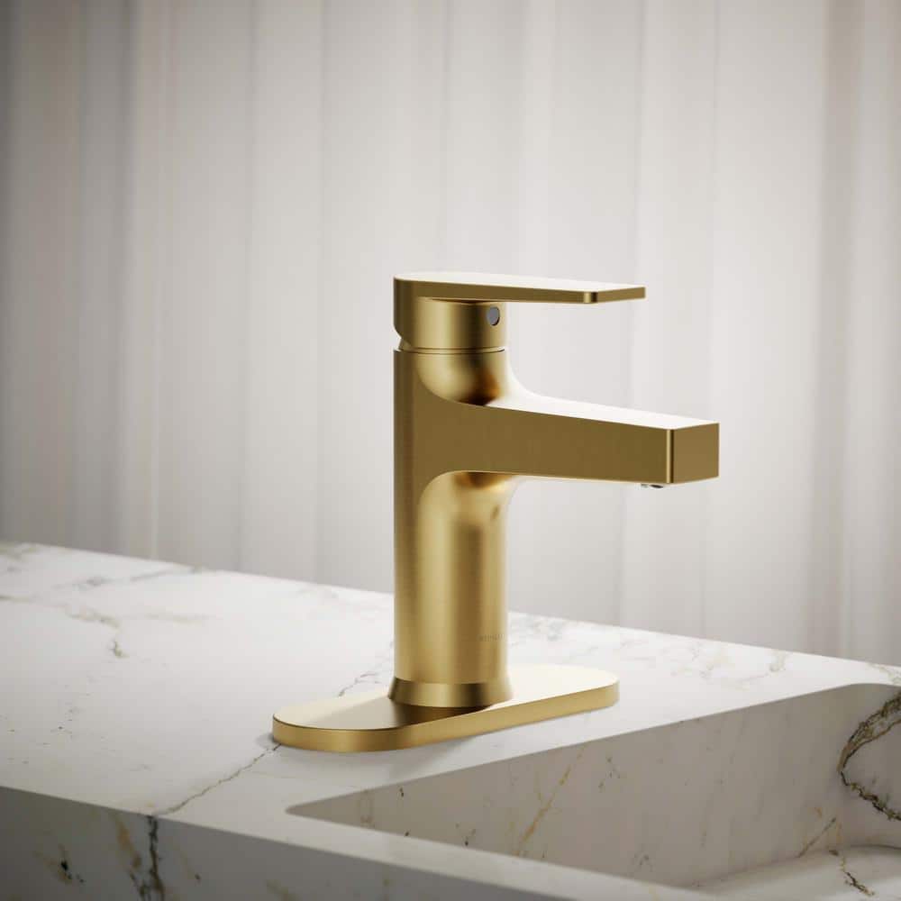 Vibrant Brushed Brass Single-Handle Bathroom Faucet with Escutcheon
