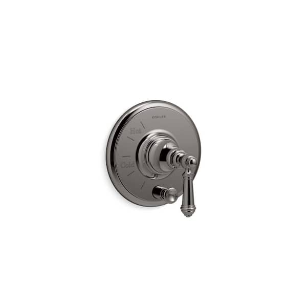 KOHLER Artifacts Rite-Temp Pressure-Balancing Valve Trim With Push-Button Diverter And Lever Handle in Vibrant Titanium