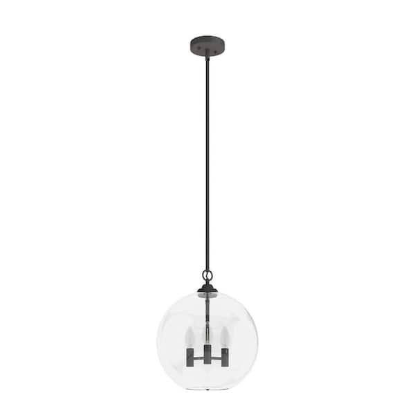 High Oaks 3-Light Noble Bronze Globe Pendant Light with Clear Seeded Glass Shade