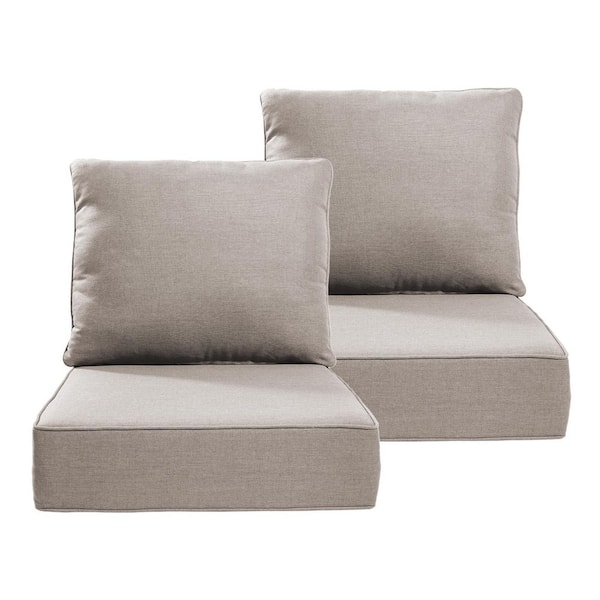 24 in. x 24 in. 4-Piece Deep Seating Outdoor Lounge Chair Back and Seat Cushion in Beige