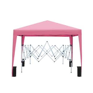 Outdoor 10 ft. W x 10 ft. L Pop up Gazebo Canopy Tent with 4-Pieces Weight Sand Bag, with Carry Bag-Pink