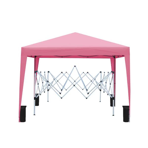 ITOPFOX Outdoor 10 ft. W x 10 ft. L Pop up Gazebo Canopy Tent with 4-Pieces Weight Sand Bag, with Carry Bag-Pink