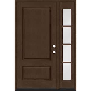 Regency 51 in. x 80 in. 2Panel 3/4-Squaretop LHIS Hickory Stain Fiberglass Prehung Front Door with w/4Lite 12in.SL