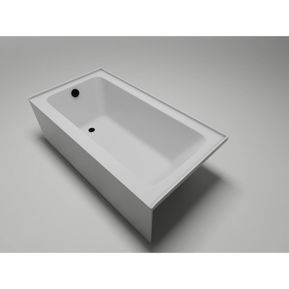 White Acrylic Alcove Soaking Bathtub with Skirt and Overflow