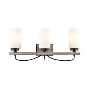 Paladin 24.38 in. 3-Light Matte Black Vanity Light with White Glass Shade
