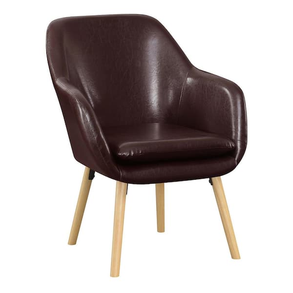 Convenience Concepts Charlotte Espresso Faux Linen Upholstery Arm Chair