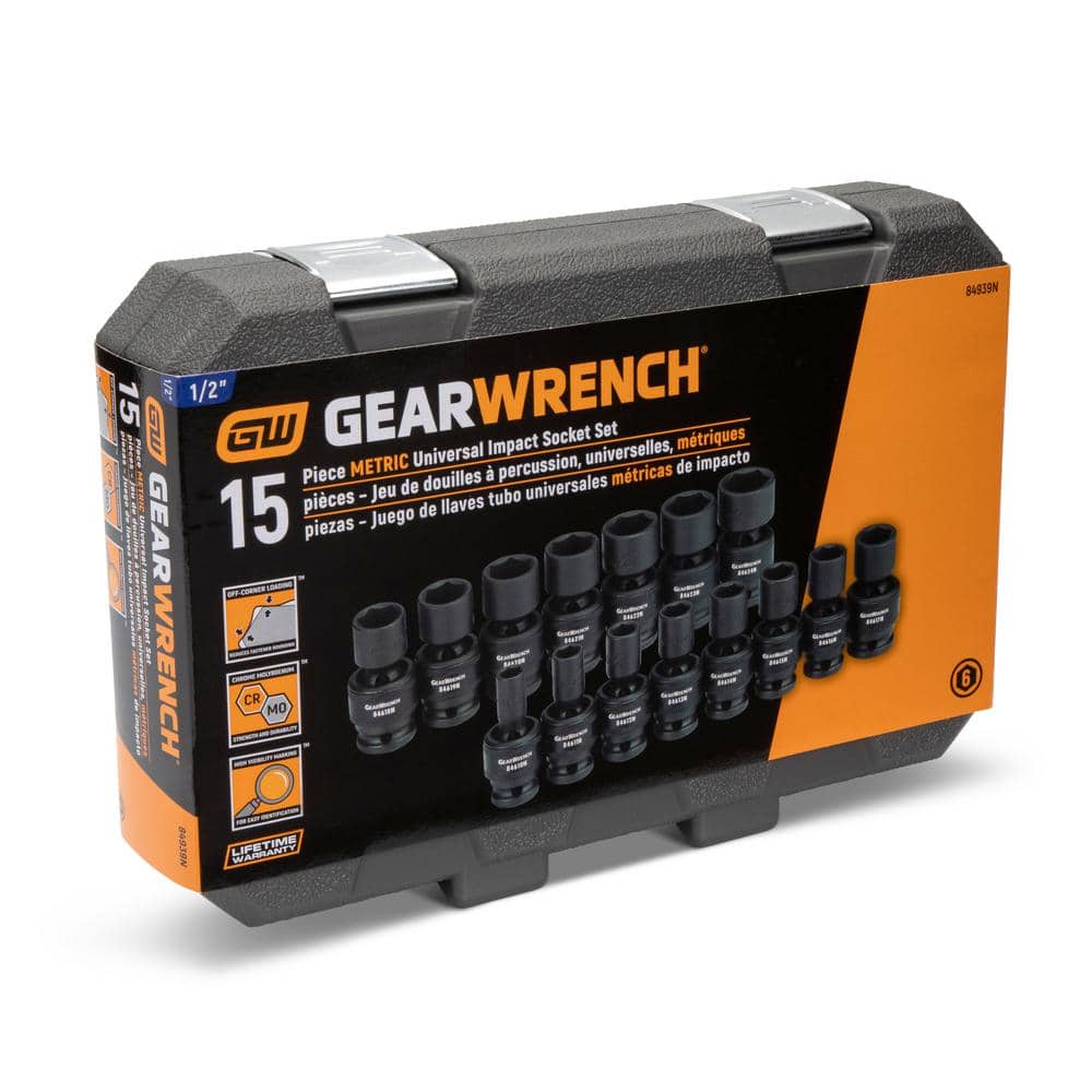 15-Piece Black Chrome Molybdenum Universal Impact Socket Set