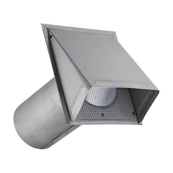 8 in. 26-Gauge Paint-Grade Galvanized Fresh Air Intake Vent with Wire Mesh Screen and 11 in. Pipe in Gray