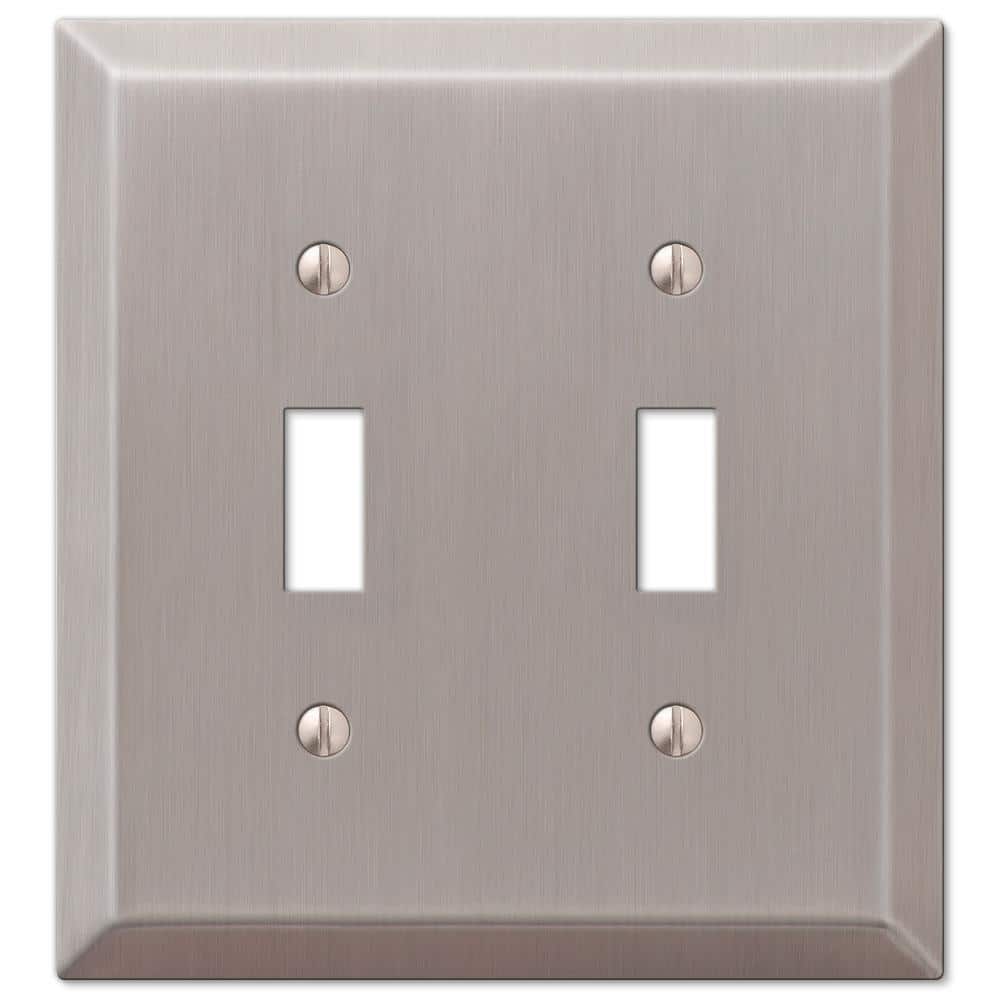 Brushed Nickel 2-Gang Stamped Steel Toggle Wall Plate
