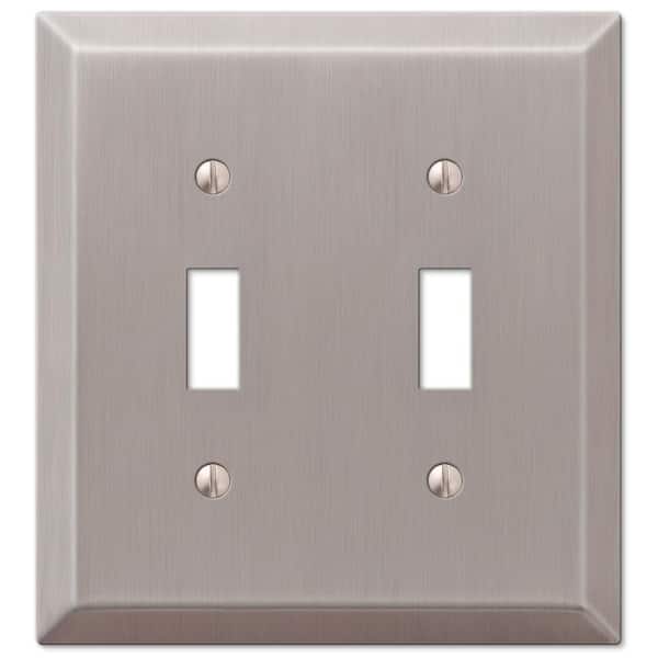 Metallic 2 Gang Toggle Steel Wall Plate - Brushed Nickel