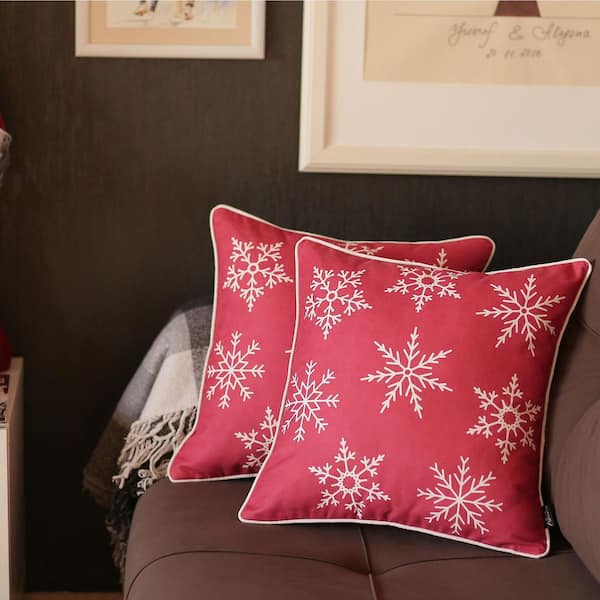 Pink Christmas Pillow Covers Snowflakes Pillowcase Pink Theme Pillowslip  For Bed Couch Winter Cushion Case New