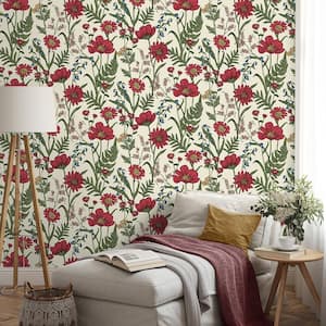 Arden Red Wild Meadow Matte Non-pasted Paper Wallpaper