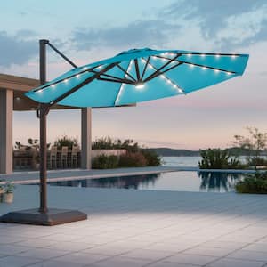 10 ft offset cantilever hanging patio umbrella SUNRINX 10 ft. Steel Cantilever Offset Outdoor Patio Umbrella with Crank  Lift in Red ZBH-05-HWS