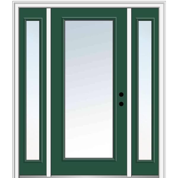 MMI Door 64.5 in. x 81.75 in. Classic Left-Hand Inswing Full Lite Clear Painted Steel Prehung Front Door with Sidelites